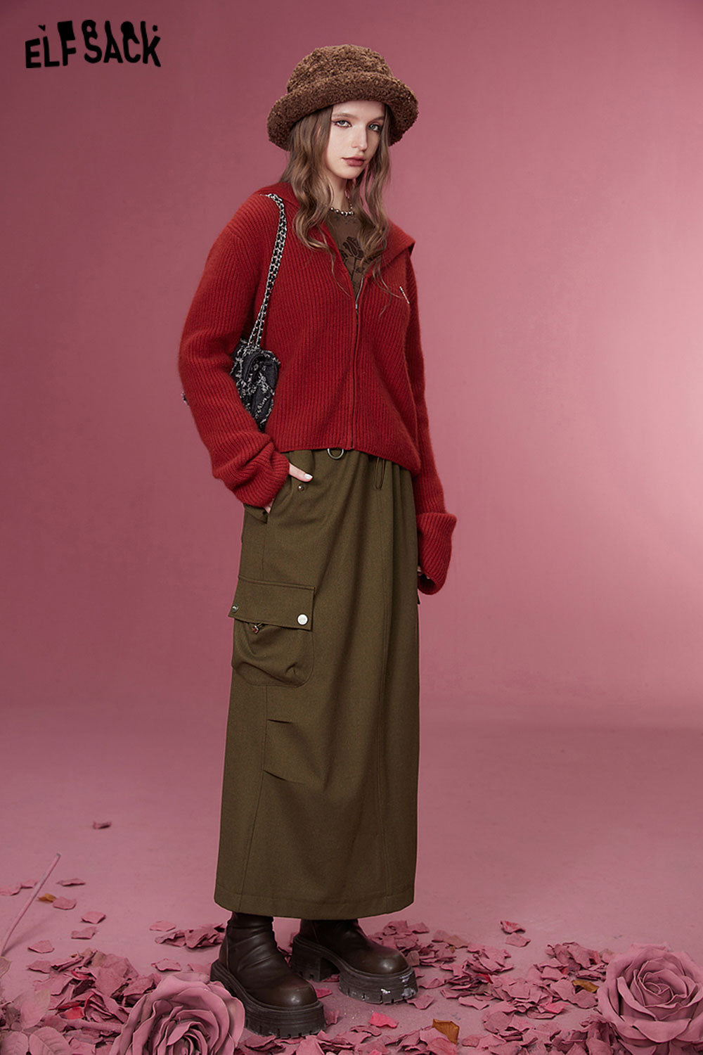 ELFSACK Korean Fashion Skirts Women Designer Sports Bottom