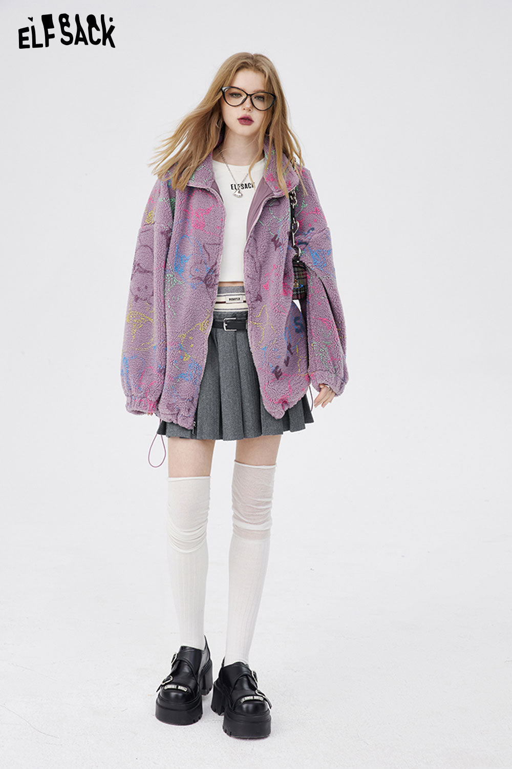 ELFSACK High Waist Woolen Skirts Womens Sexy Mini Skirts Vintage Pleated Skirt Korean Tennis Skirts Short Spring New