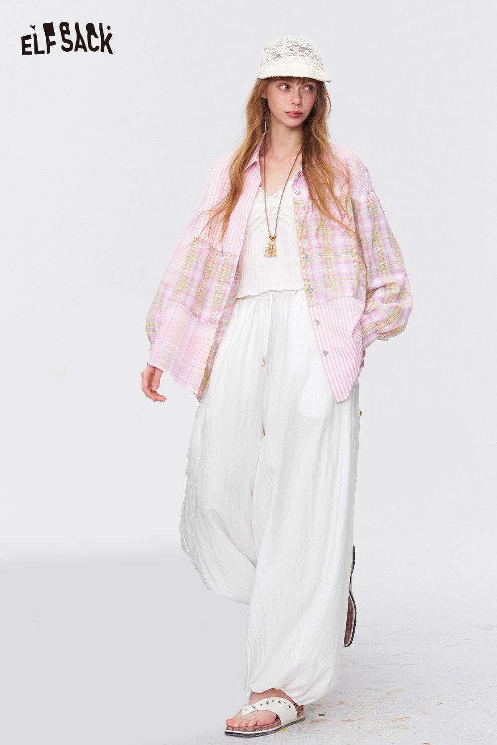 ELFSACK Oversized Drawstring Wide Leg Pants