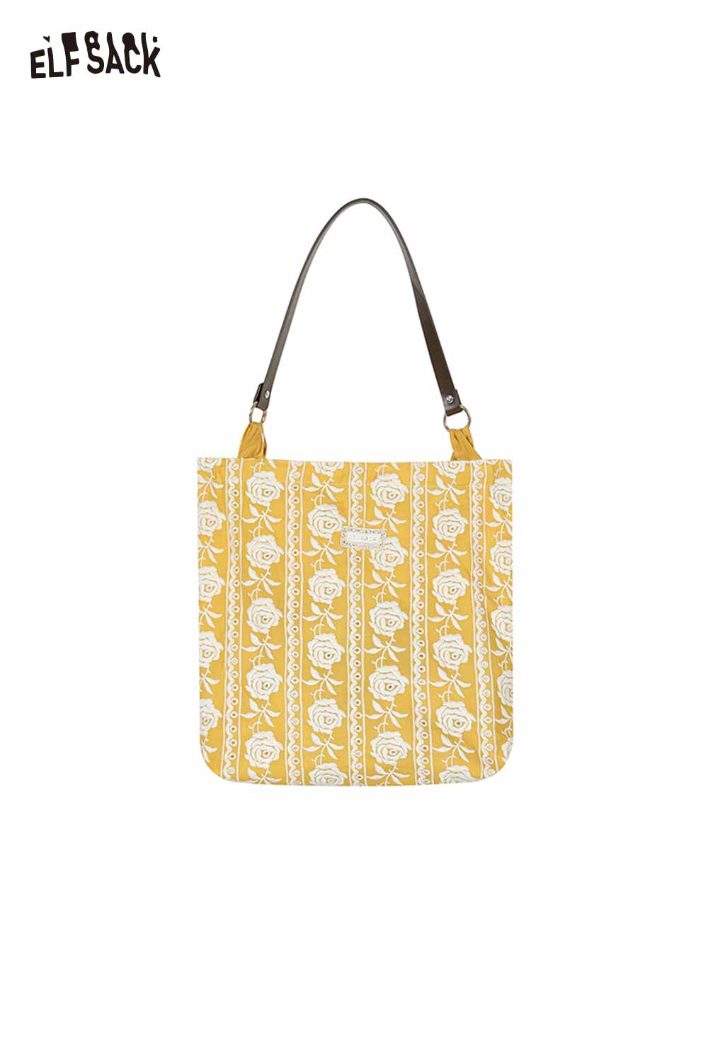 ELFSACK Rose Embroidery Canvas Tote Bag