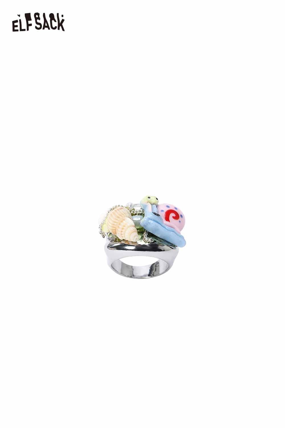 ELFSACK Snail Seashell Resin Chunky Ring