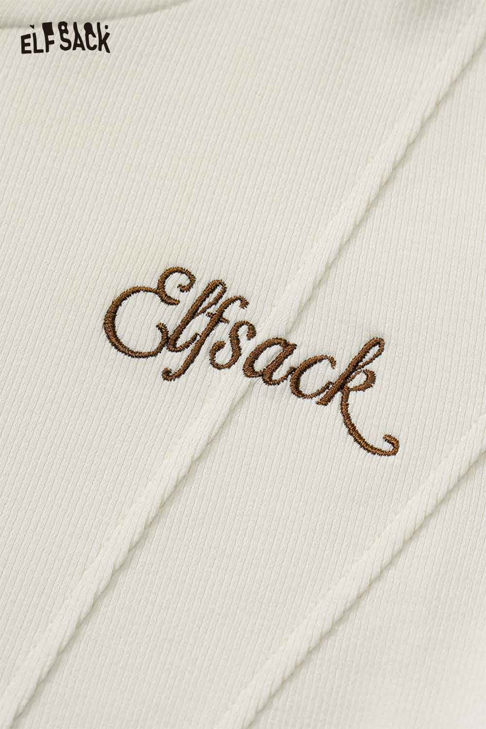 ELFSACK American Vintage Hooded Drawstring Fitted Cropped Knit Cardigan