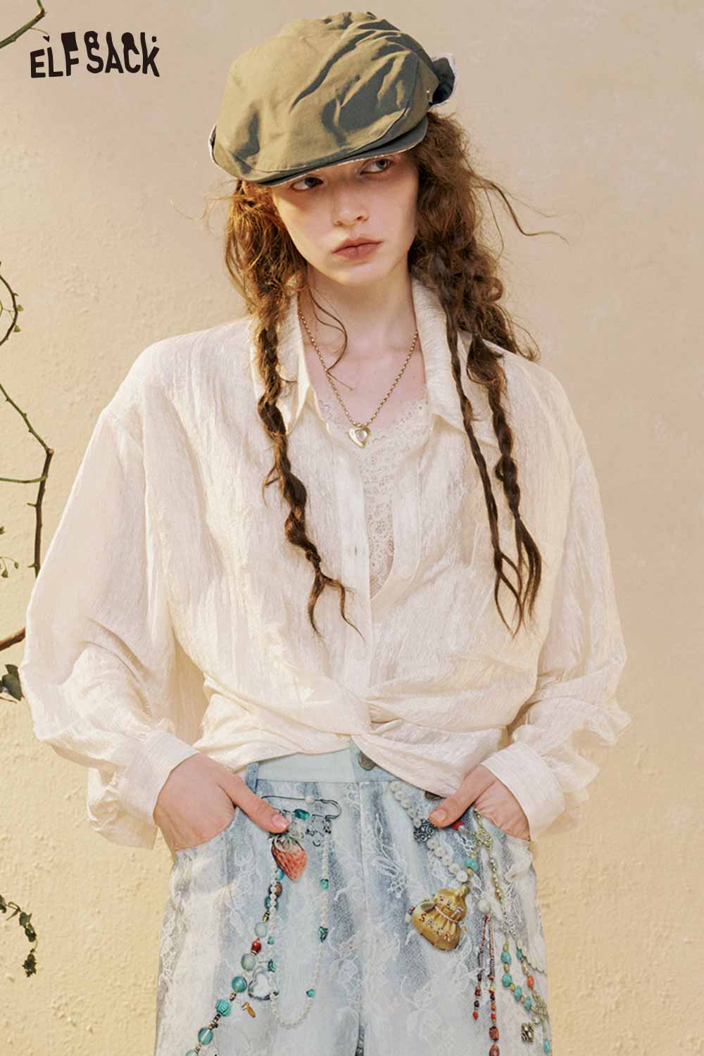 ELFSACK Asymmetrical Wrap Blouse