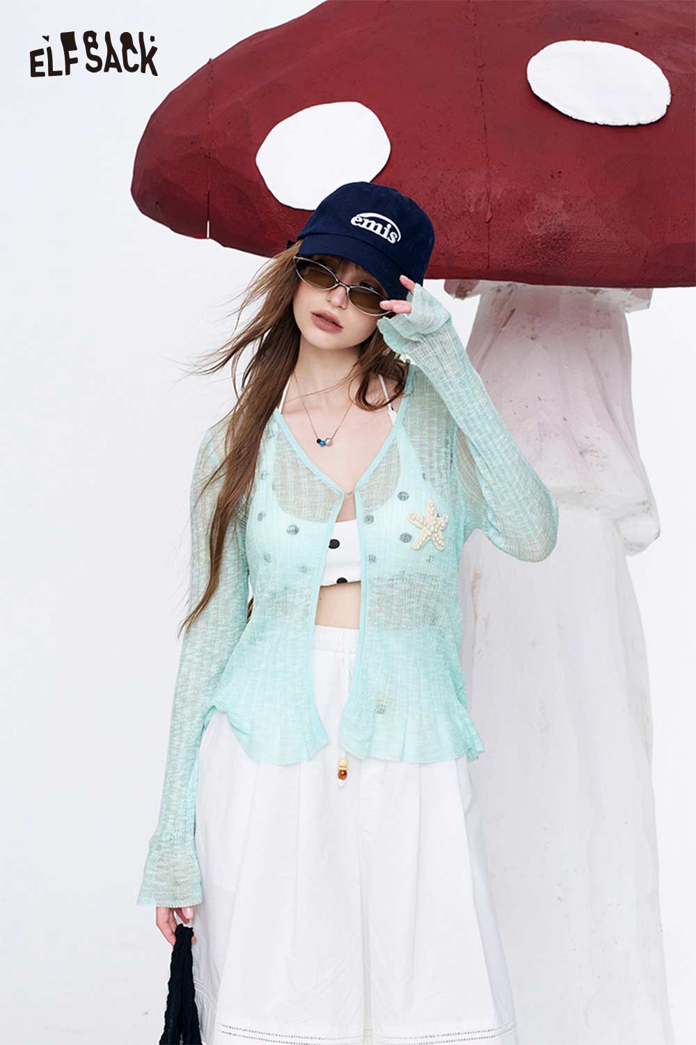 ELFSACK Beaded Star Knit Cardigan