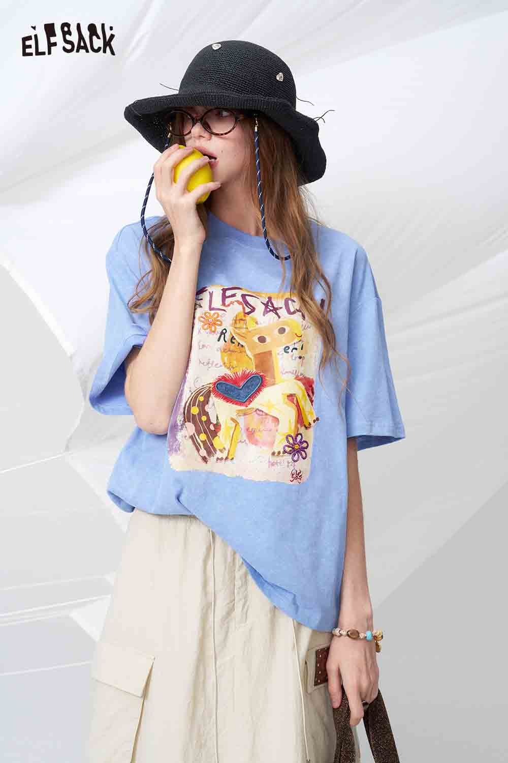 ELFSACK Casual Pony Print T Shirt