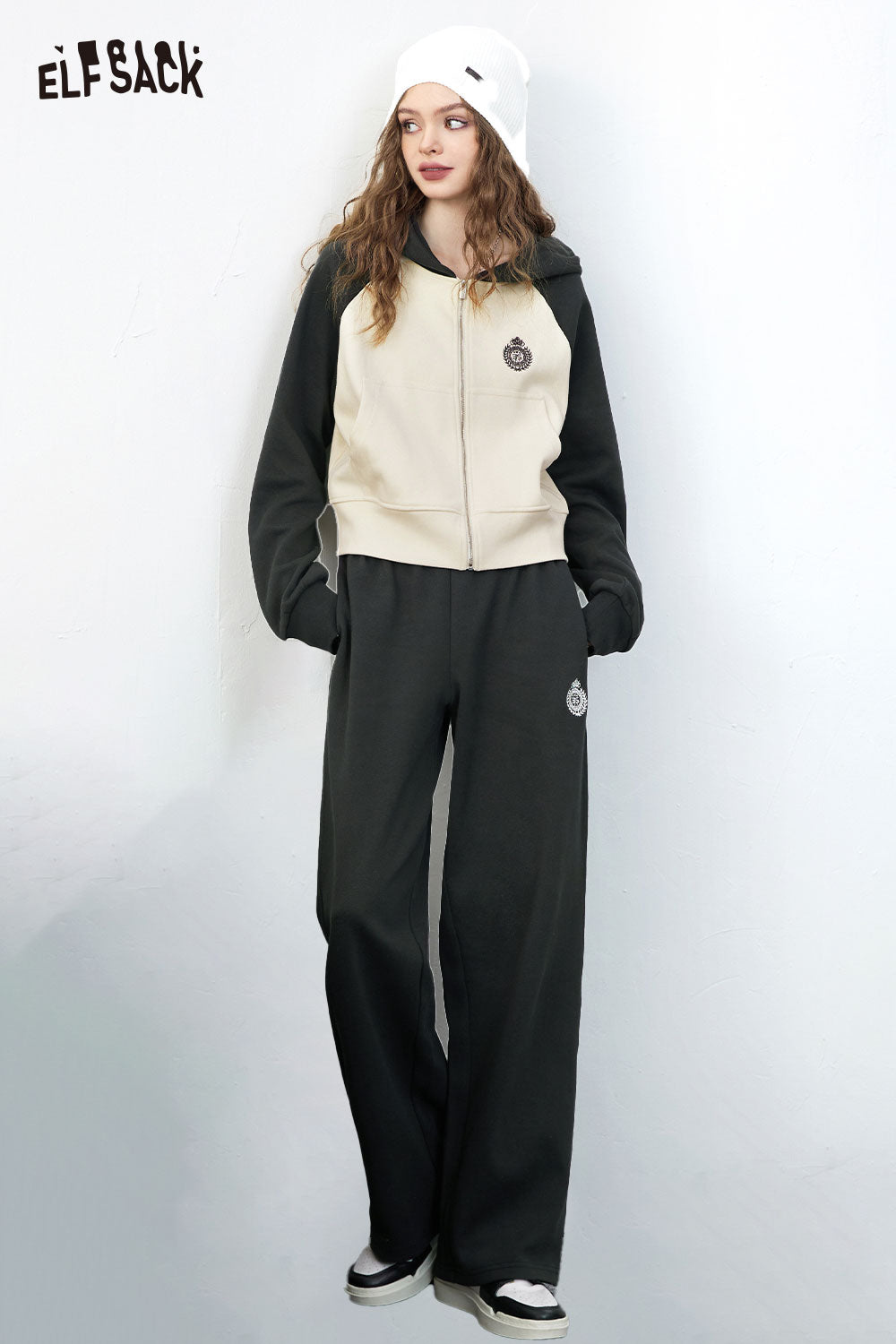 ELFSACK Casual Preppy Hoodie Pants Sport Set