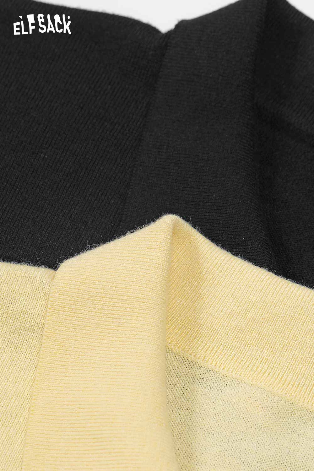 ELFSACK Casual Solid Polo Collar Color Button Short Sleeve Knitwear