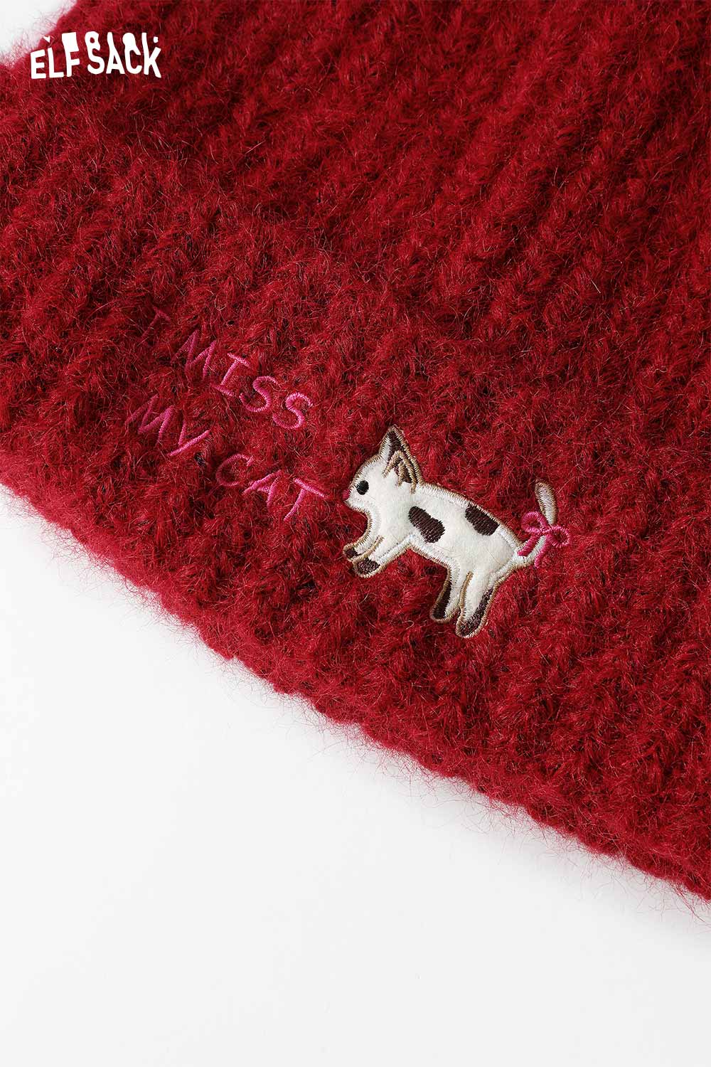 ELFSACK Cute Solid Kitten Embroidery Cat Ear Beanie