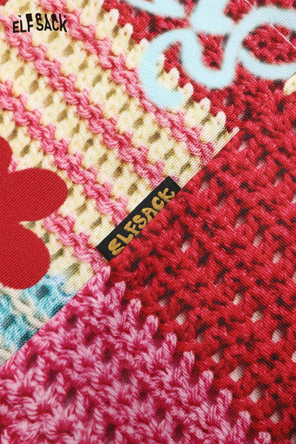 ELFSACK Colorful Crochet Floral Knit Tote Bag