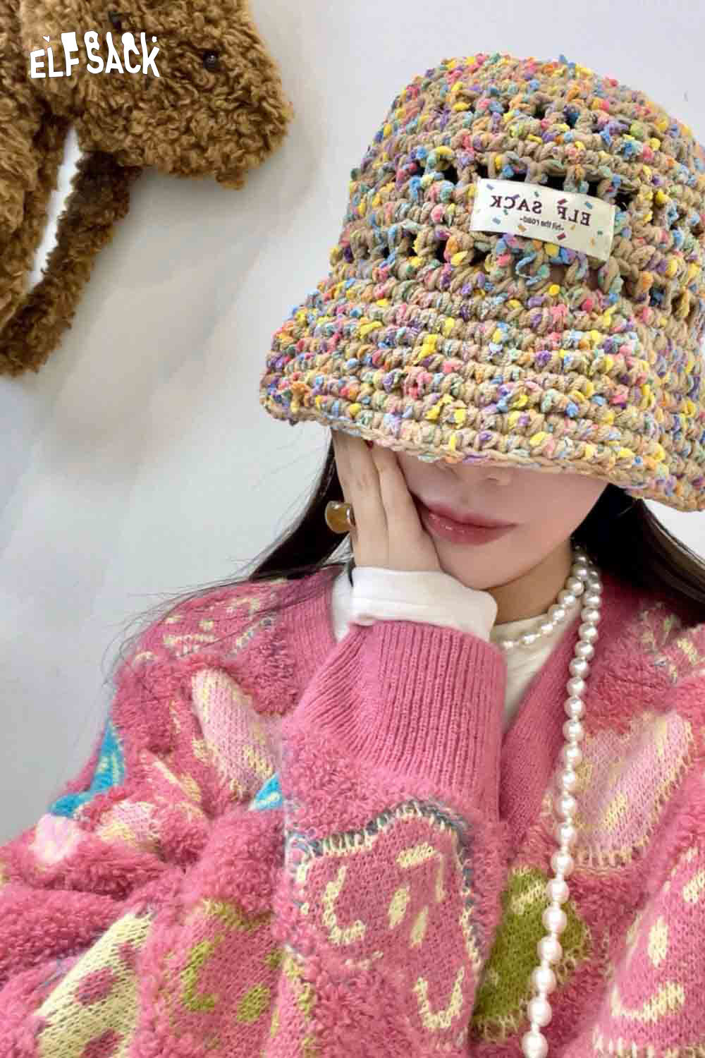 ELFSACK Colorful Fisherman Beanie Korean Warm Fashion Knit Hat