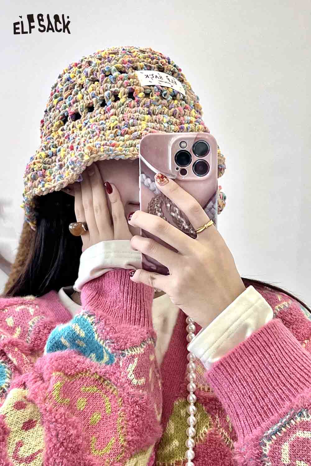 ELFSACK Colorful Fisherman Beanie Korean Warm Fashion Knit Hat