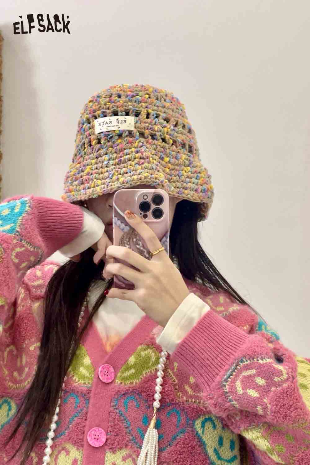 ELFSACK Colorful Fisherman Beanie Korean Warm Fashion Knit Hat