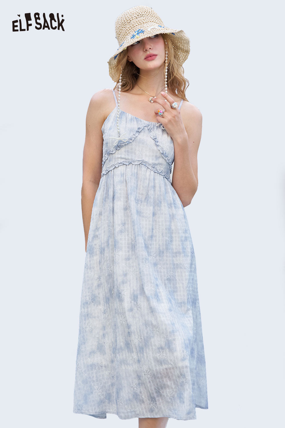ELFSACK Coordinated Knit Top Slip Dress Set