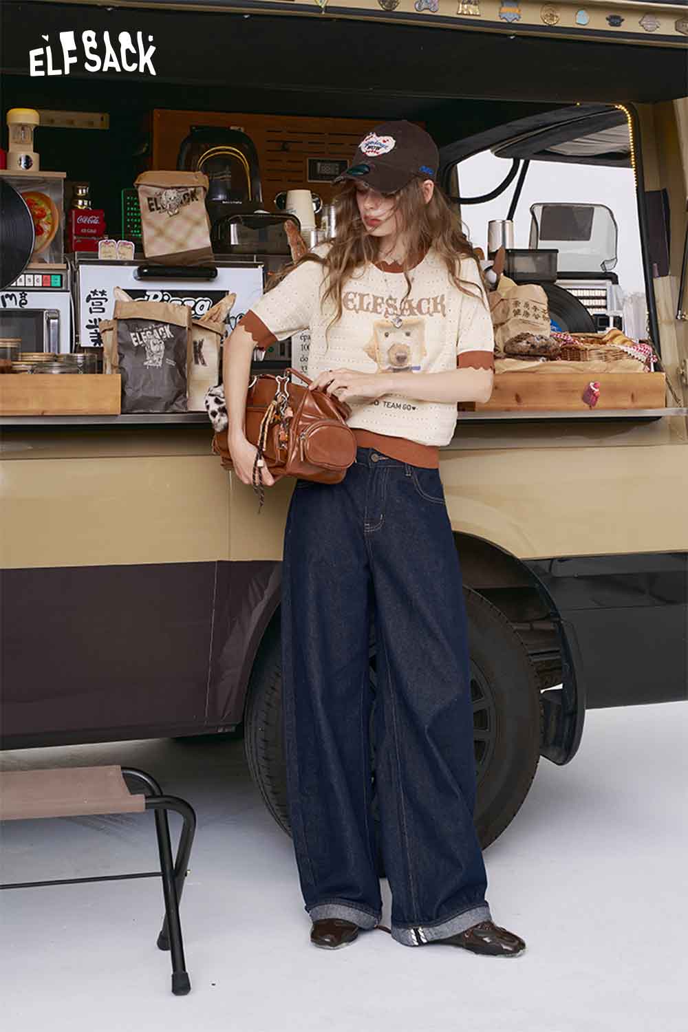 ELFSACK Vintage American-Style Straight-Leg Jeans