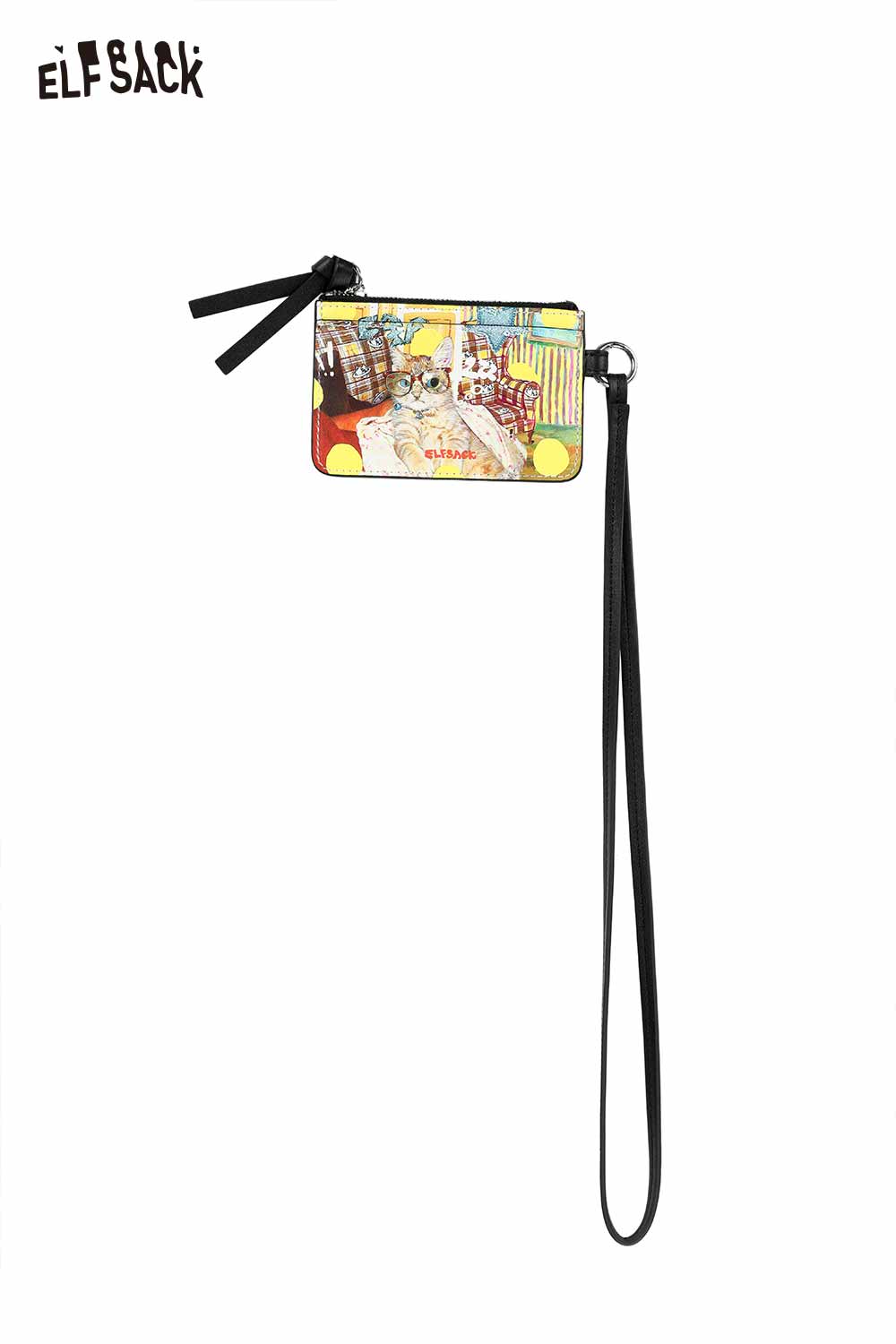 ELFSACK Cute Cat Print Zipper Card Holder