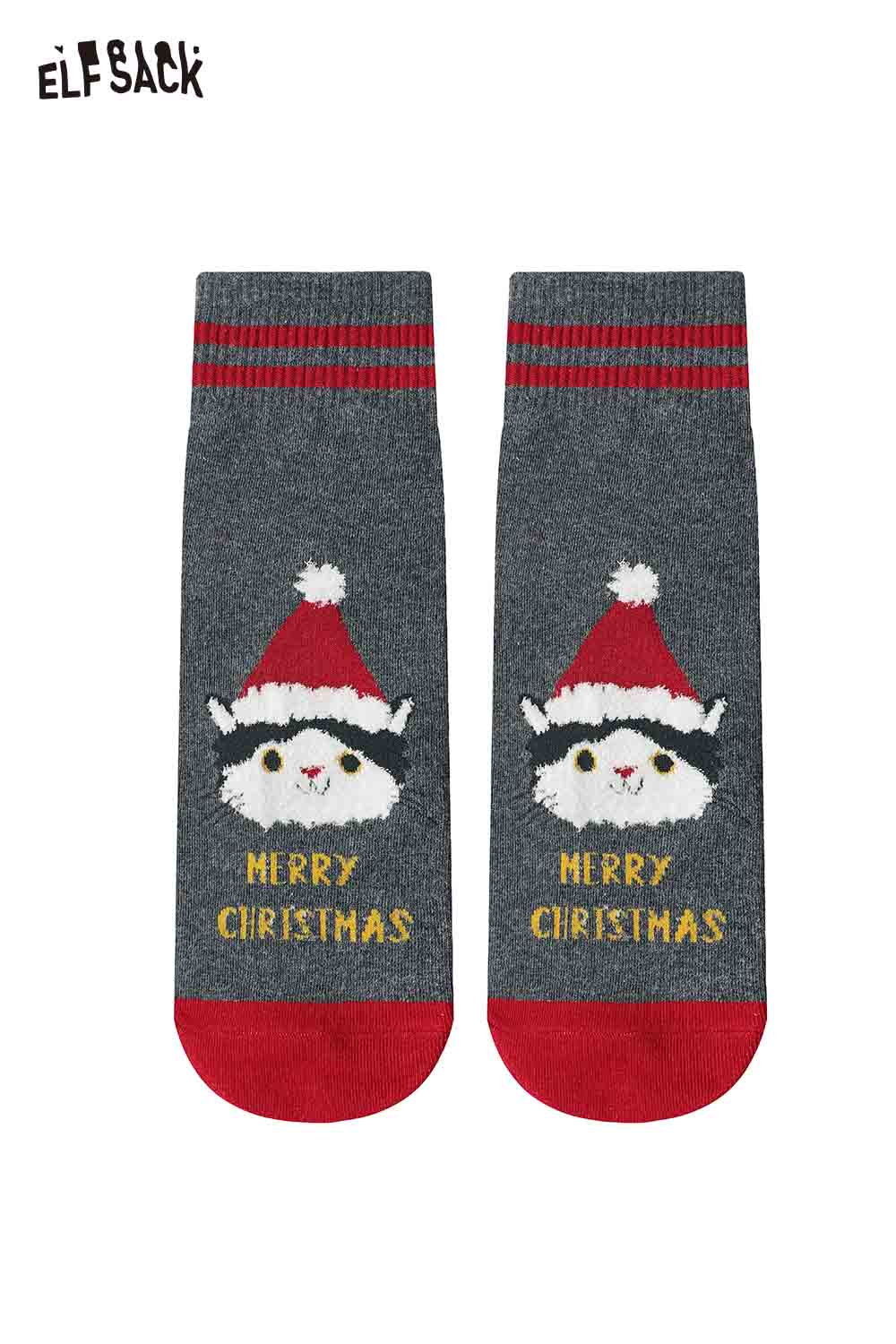 ELFSACK Cute Christmas Letter Graphic Ankle Socks