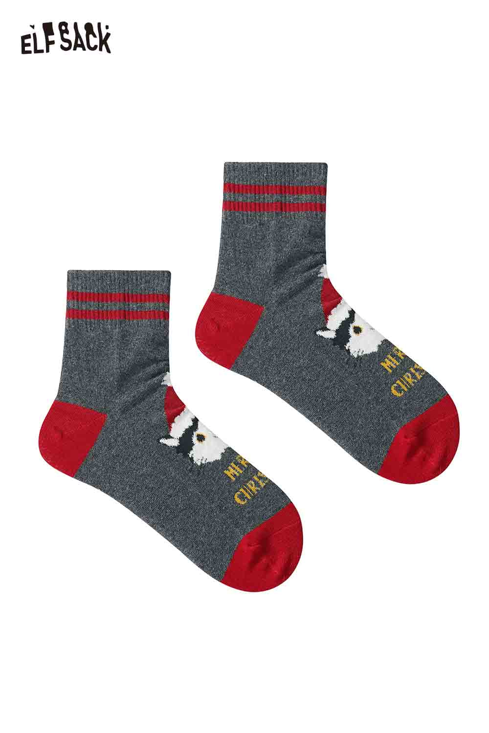ELFSACK Cute Christmas Letter Graphic Ankle Socks