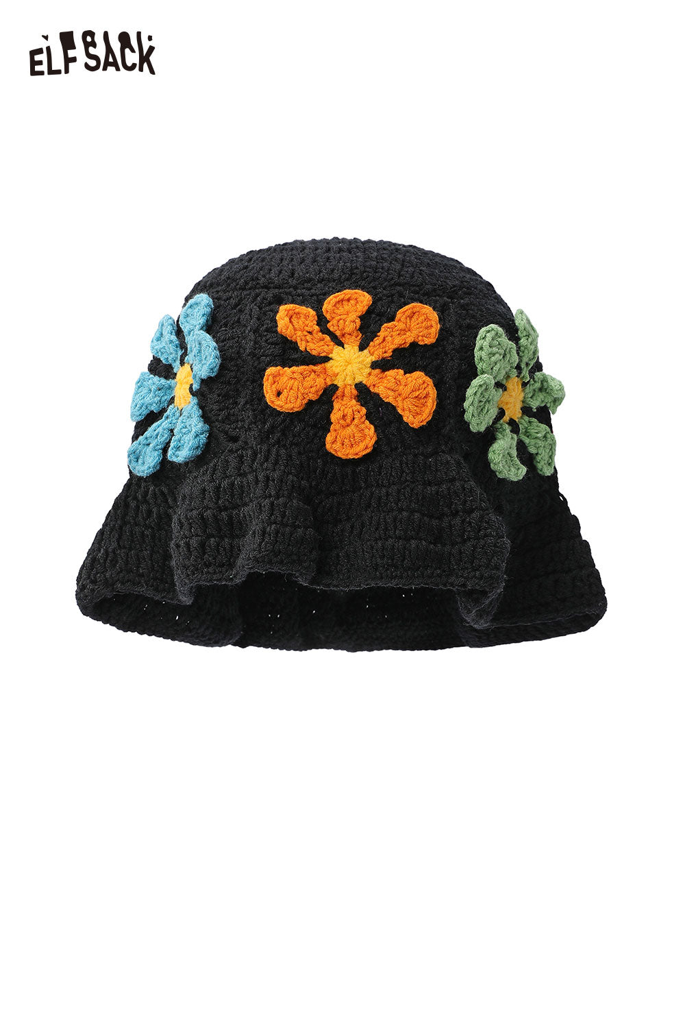 ELFSACK Cute Whimsical Color Block Flower Applique Versatile Hat
