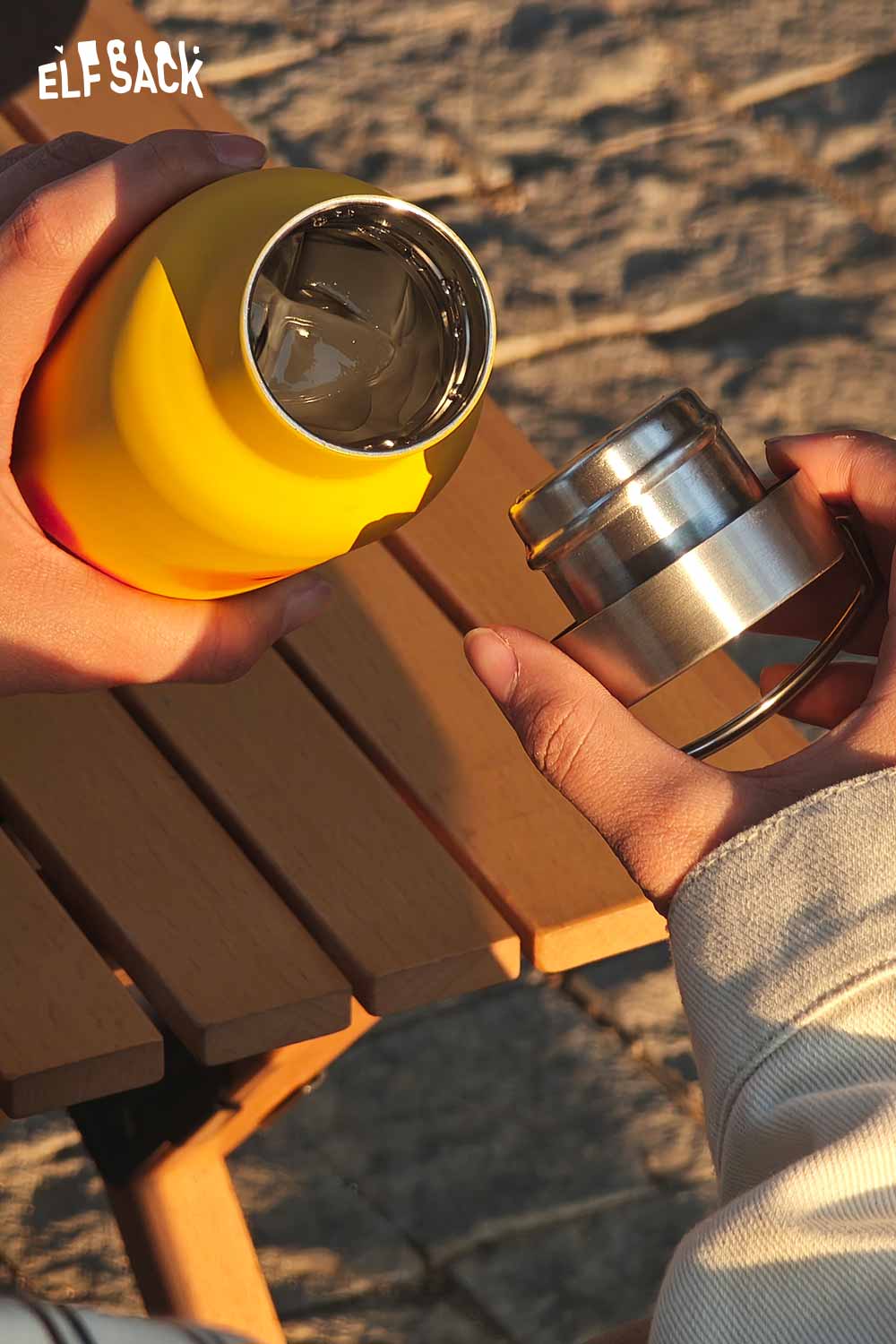 ELFSACK Cute Dopamine Color Block Portable Tumbler
