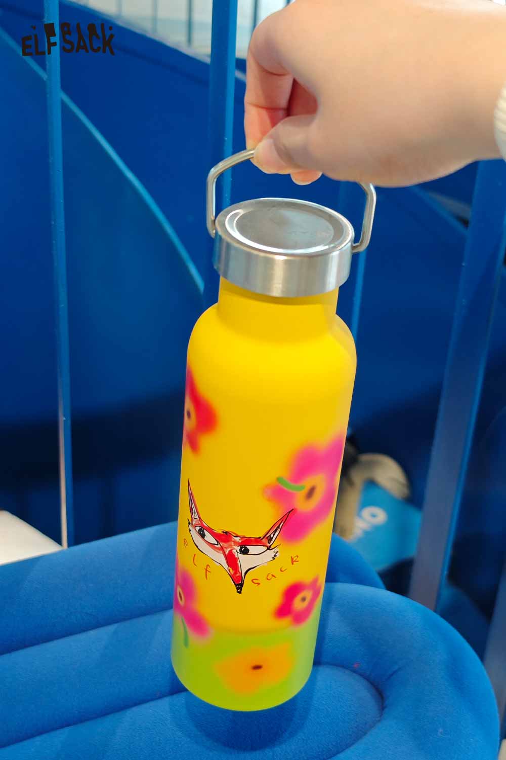 ELFSACK Cute Dopamine Color Block Portable Tumbler