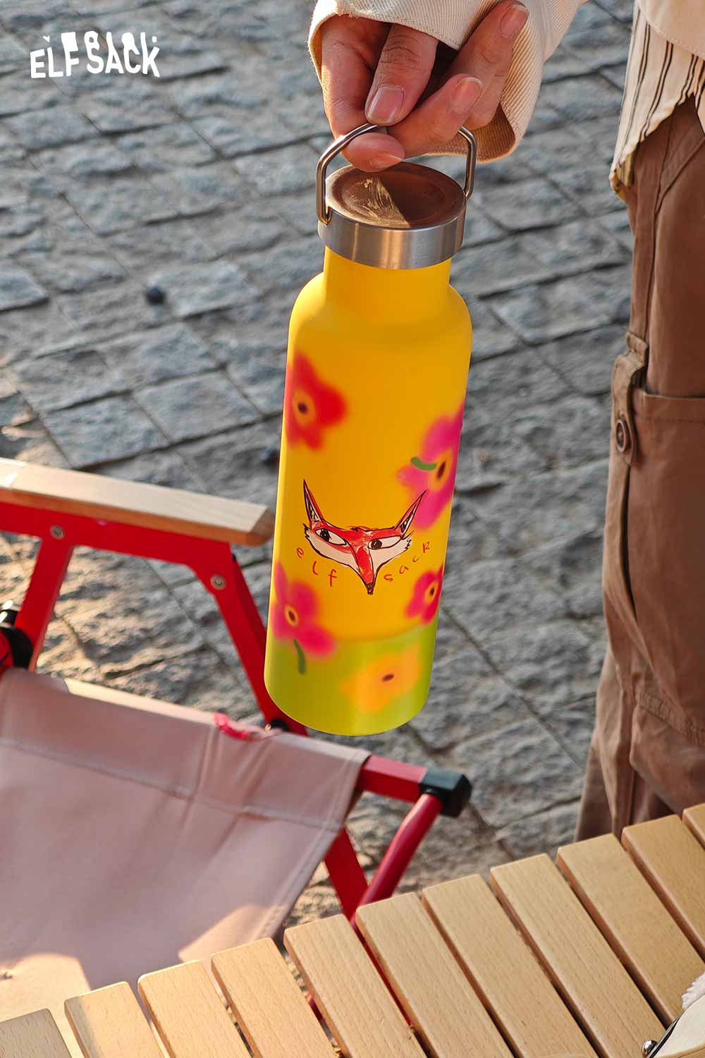 ELFSACK Cute Dopamine Color Block Portable Tumbler