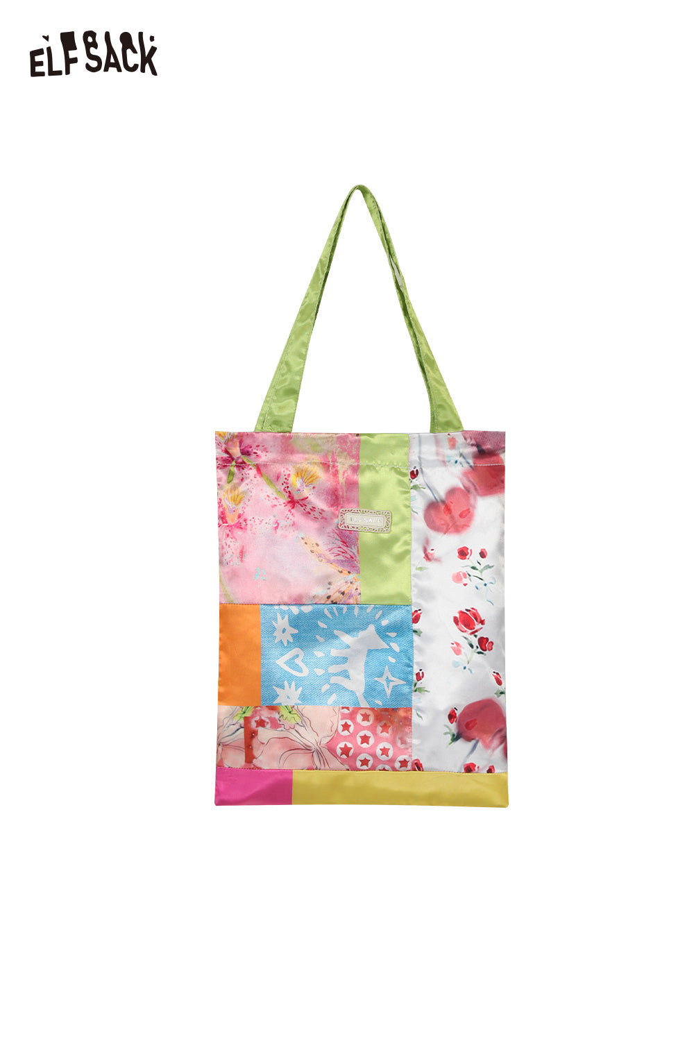 ELFSACK Cute Dopamine Color Block Tote Bag