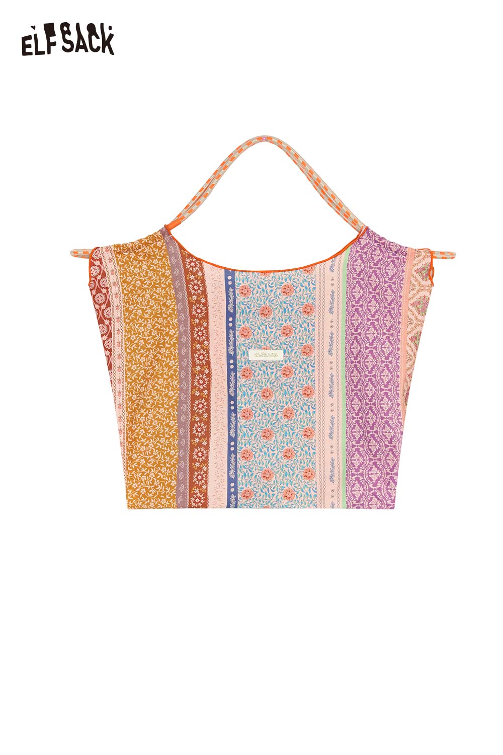 ELFSACK Cute Korean Large Floral Tote Bag