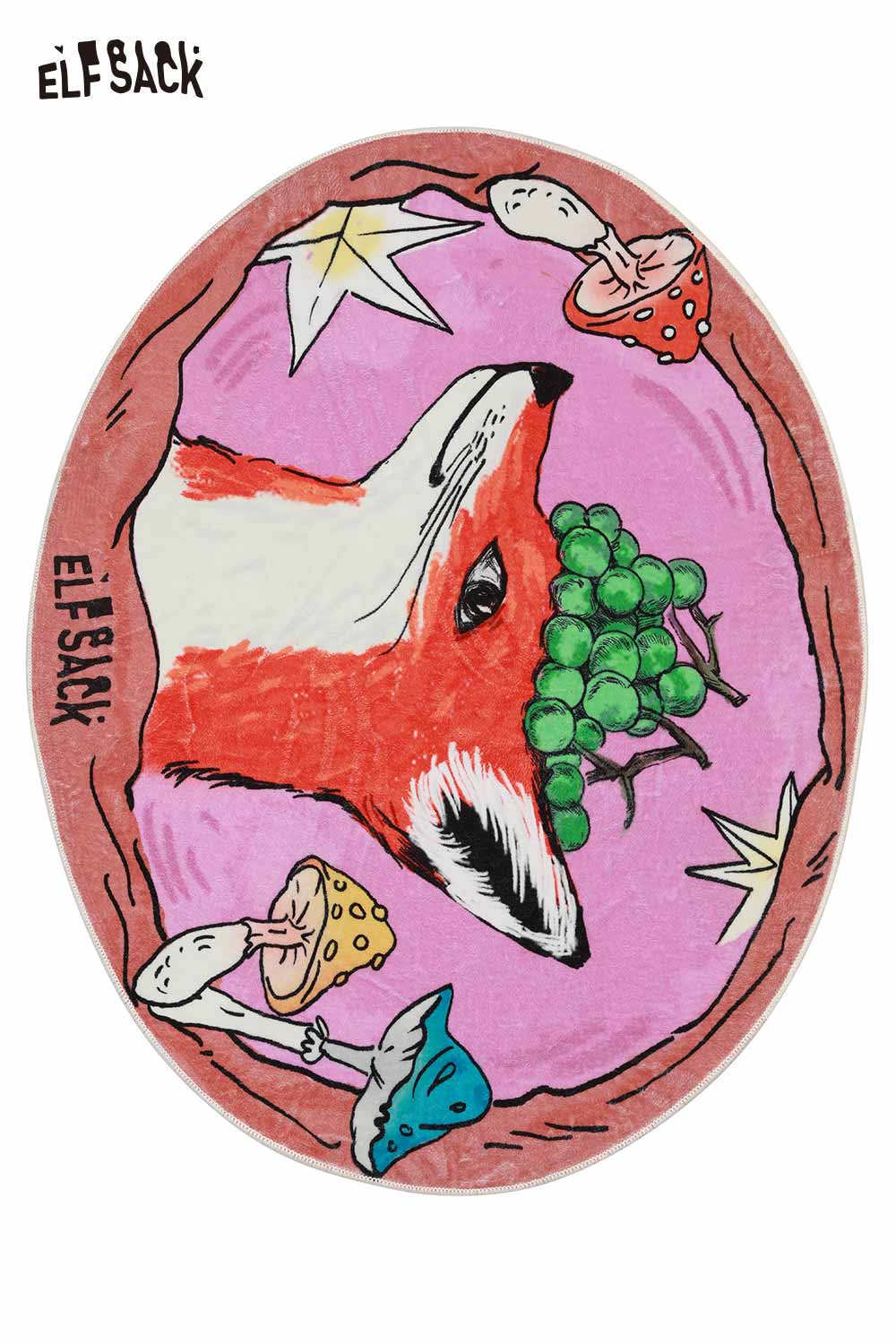ELFSACK Cute Original Fox Grapes Graphic Round Rug