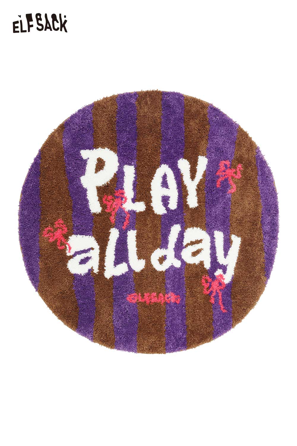 ELFSACK Cute Round Striped Color Block Letter Rug