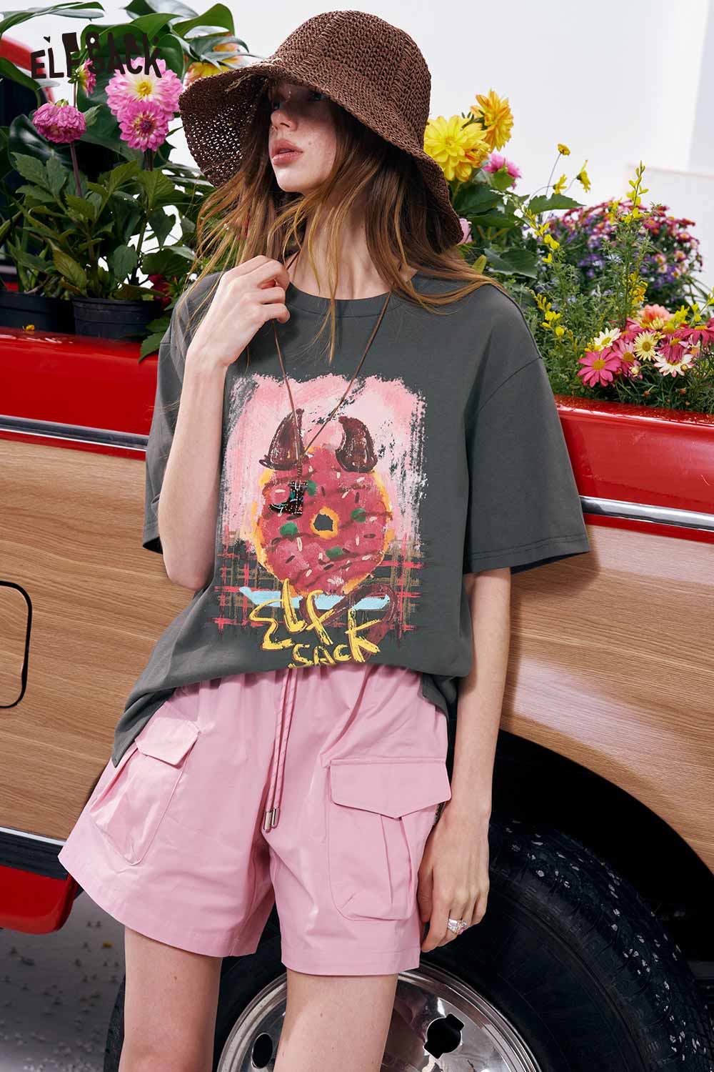 ELFSACK Devil Donut Graffiti Print Tee