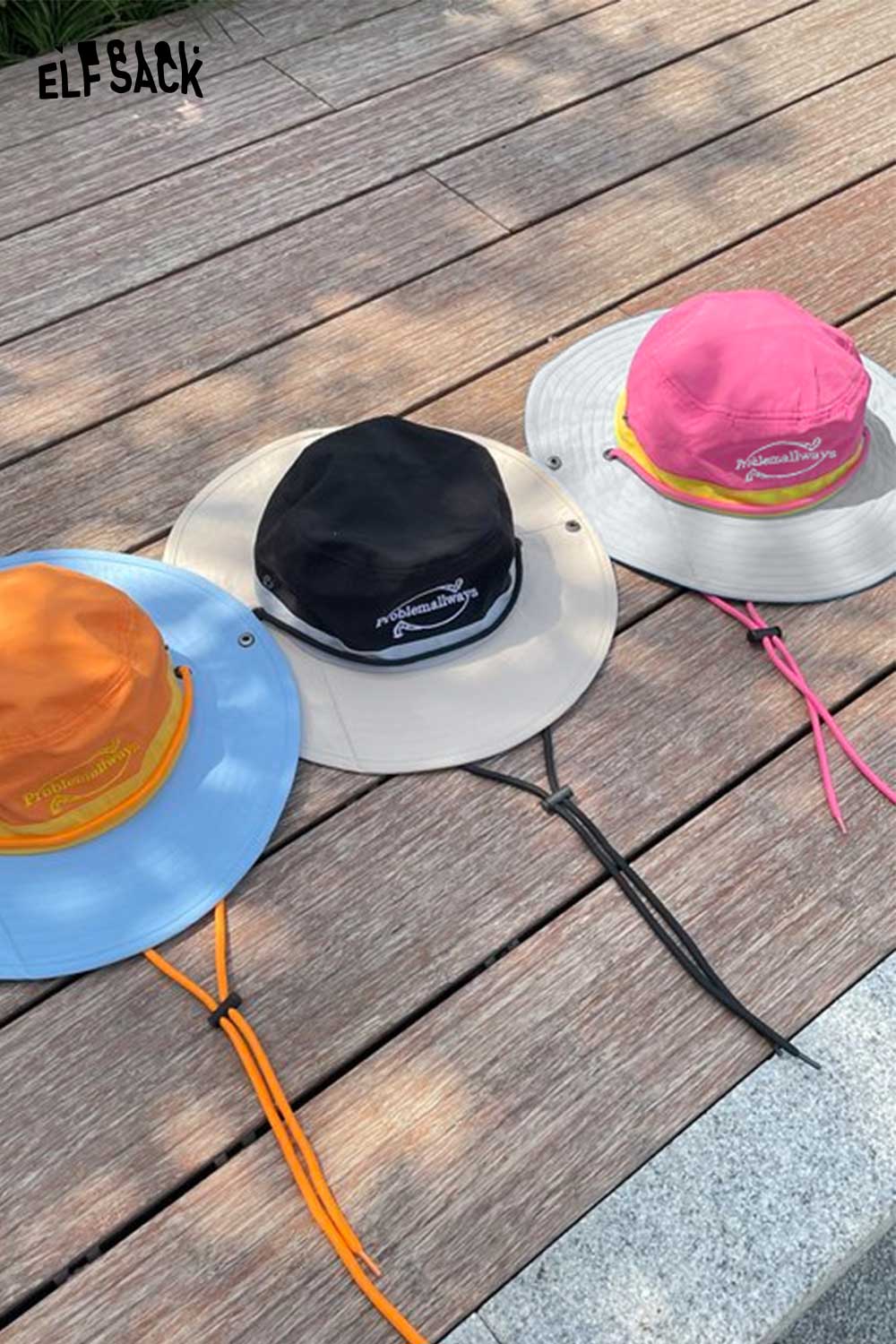 ELFSACK Dopamine Outdoor Climbing Hat Color Block Sun Protection Bucket Hat