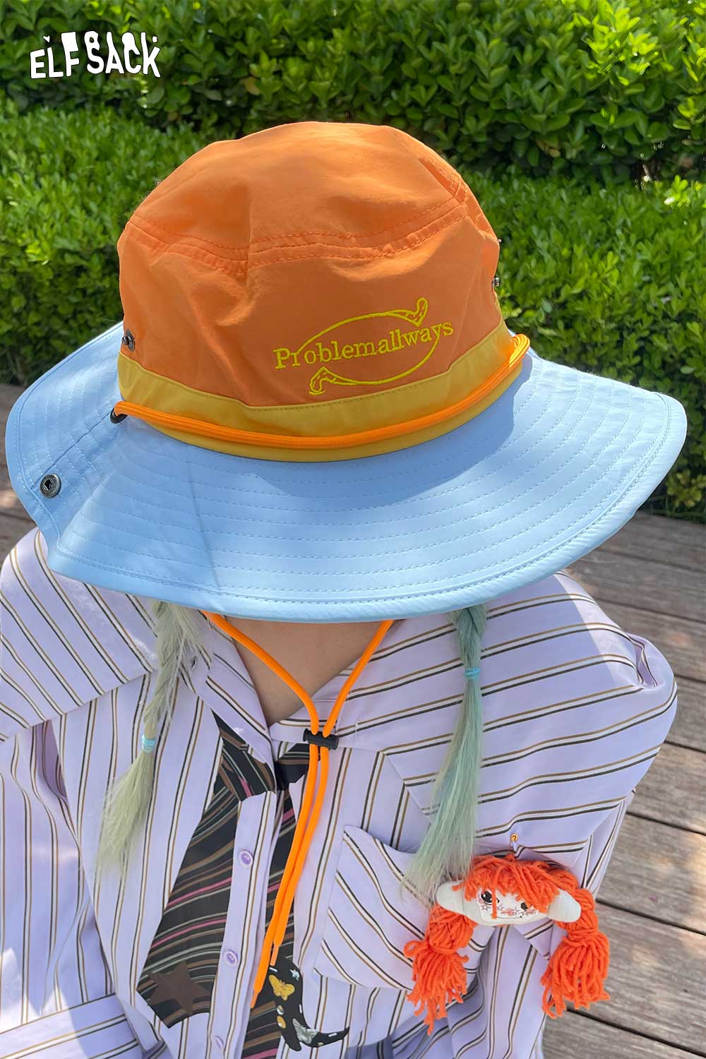 ELFSACK Dopamine Outdoor Climbing Hat Color Block Sun Protection Bucket Hat