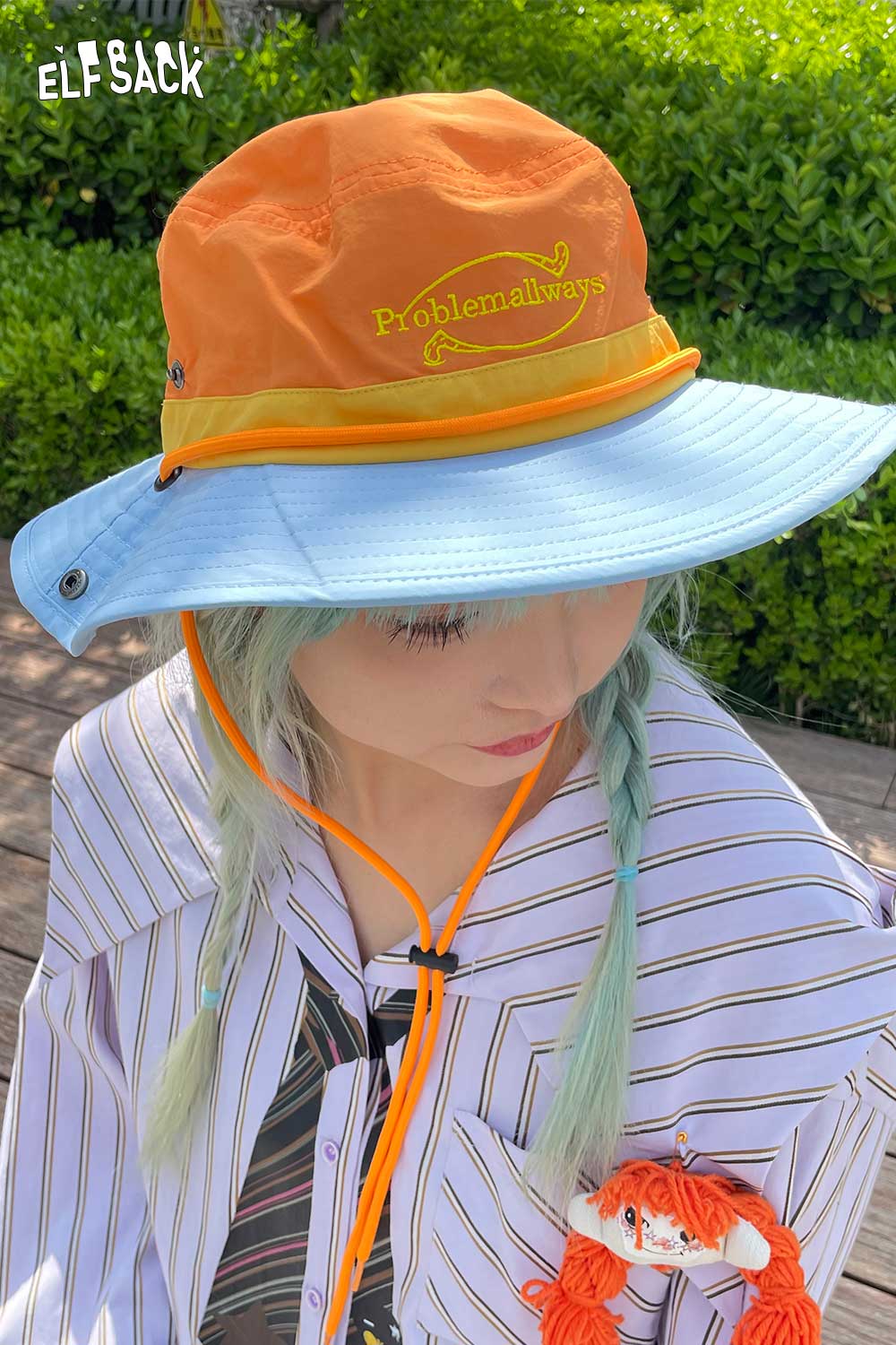 ELFSACK Dopamine Outdoor Climbing Hat Color Block Sun Protection Bucket Hat