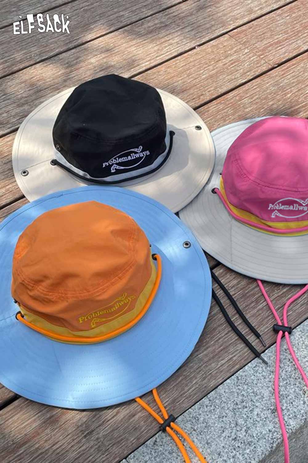 ELFSACK Dopamine Outdoor Climbing Hat Color Block Sun Protection Bucket Hat