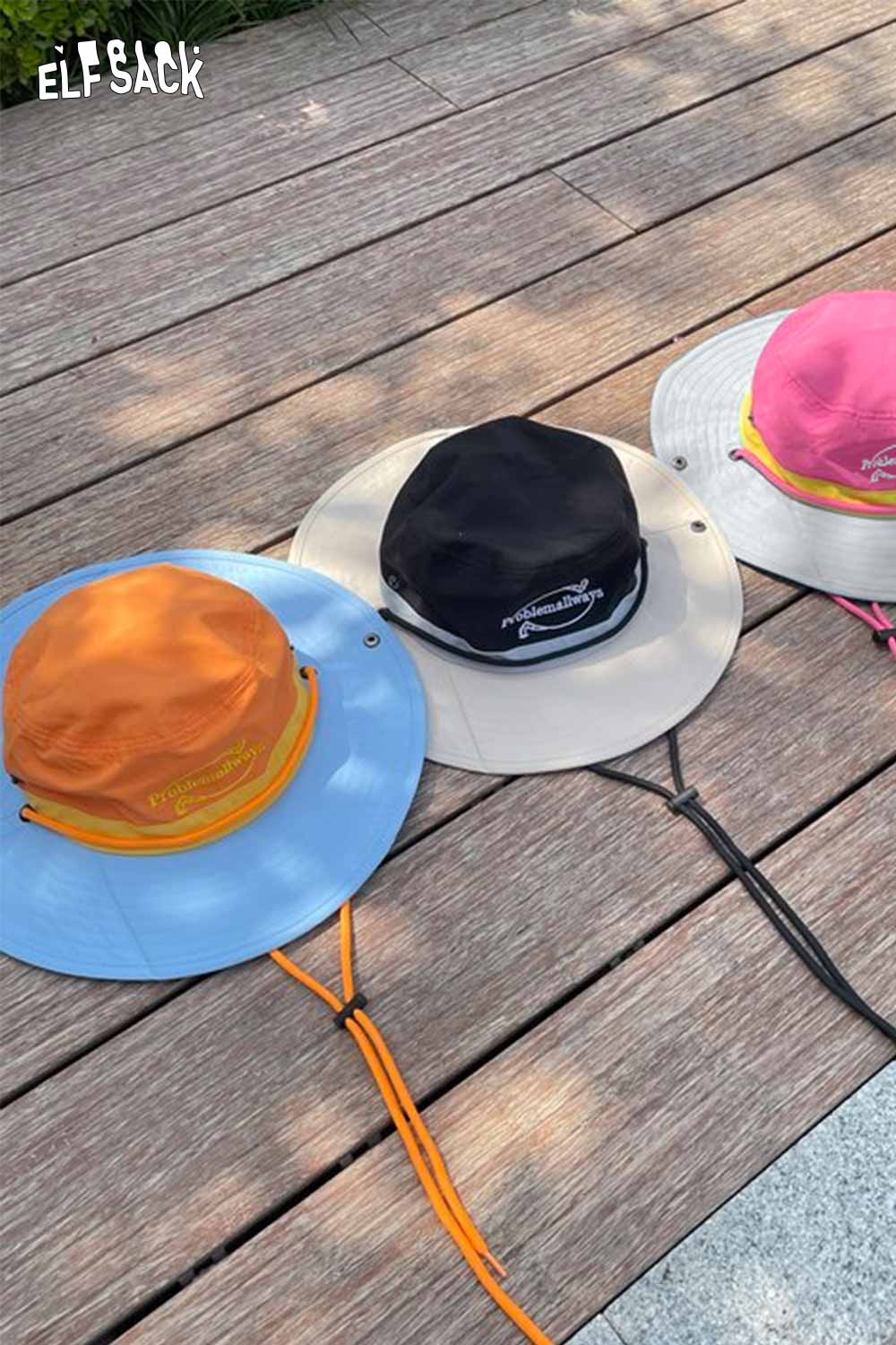 ELFSACK Dopamine Outdoor Climbing Hat Color Block Sun Protection Bucket Hat