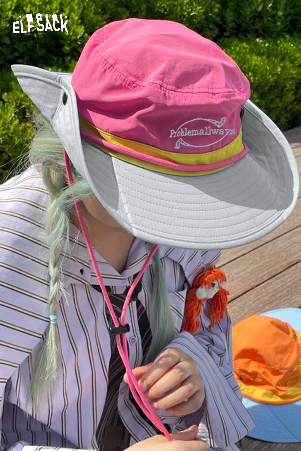 ELFSACK Dopamine Outdoor Climbing Hat Color Block Sun Protection Bucket Hat