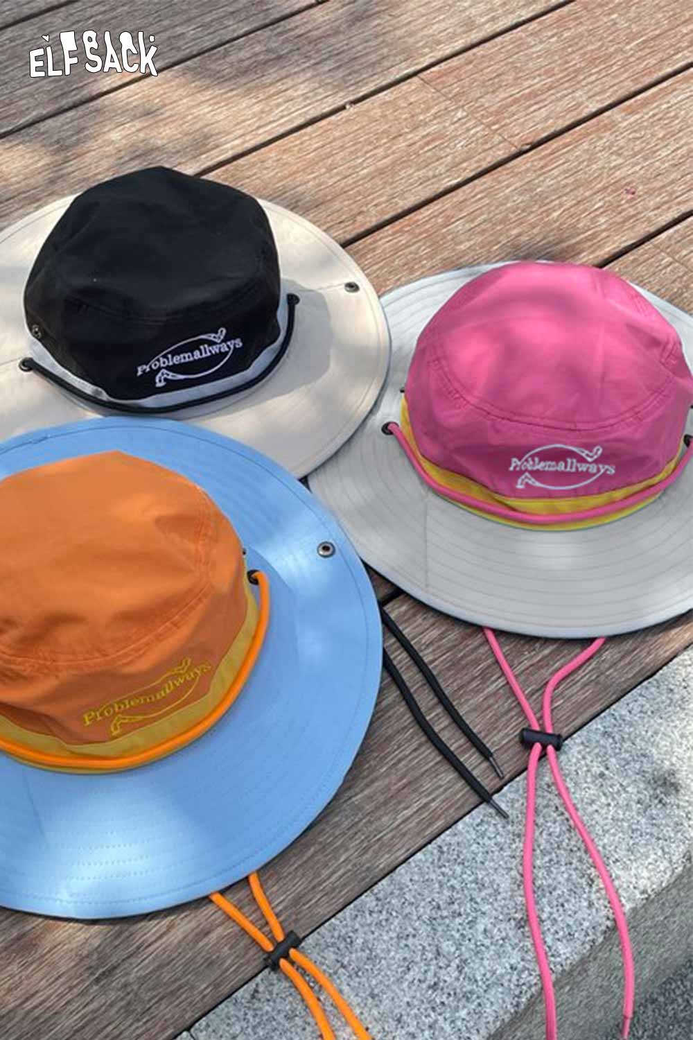 ELFSACK Dopamine Outdoor Climbing Hat Color Block Sun Protection Bucket Hat