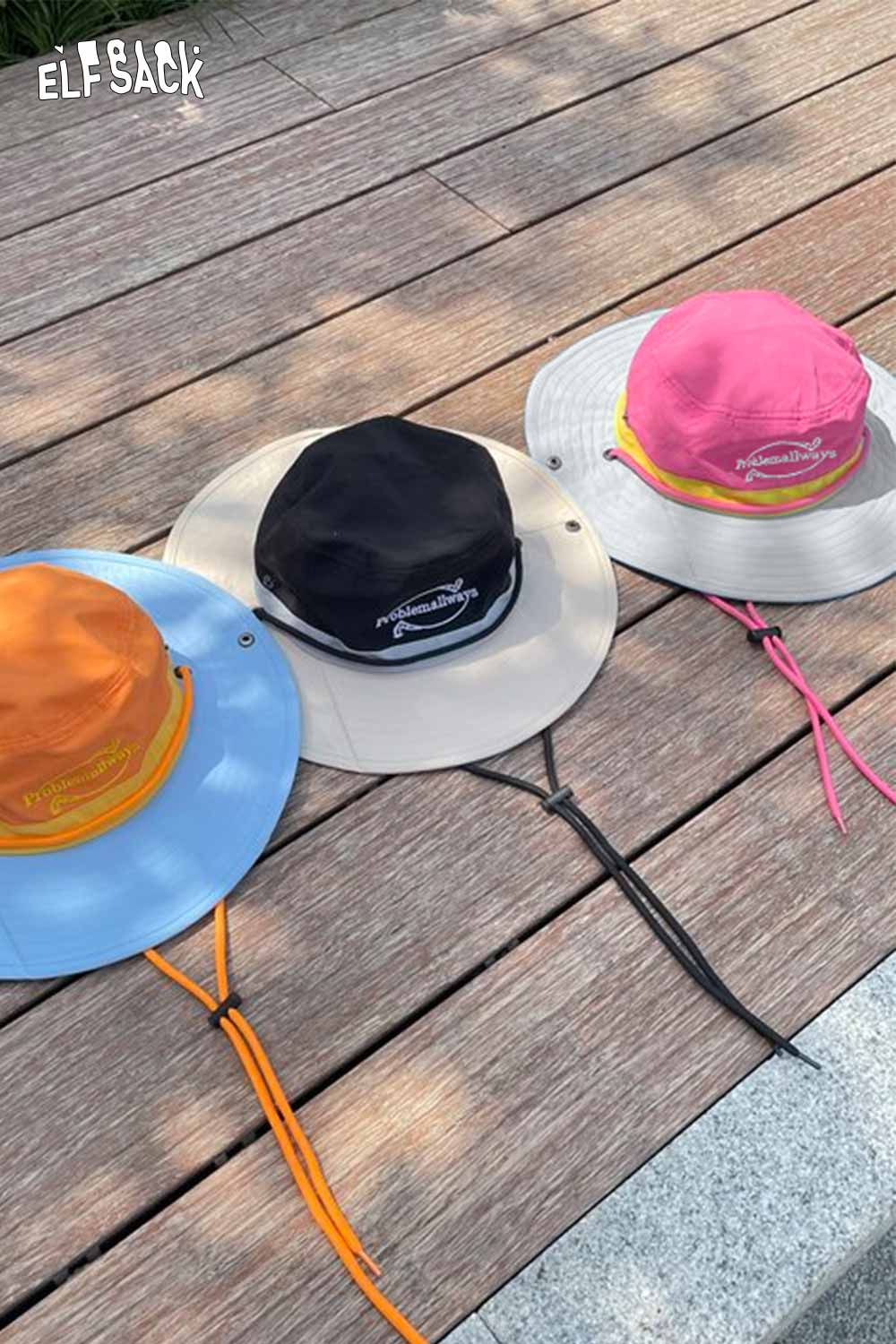 ELFSACK Dopamine Outdoor Climbing Hat Color Block Sun Protection Bucket Hat
