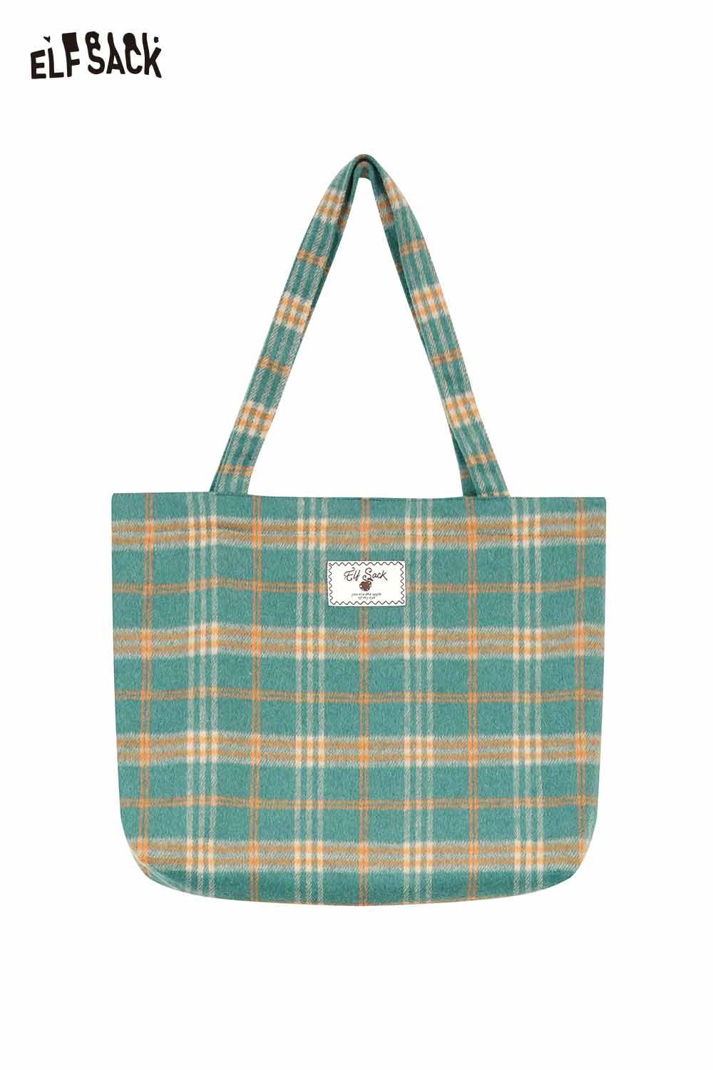 ELFSACK Nylon Contrast Checkerboard Weave Structured Base Tote Bag