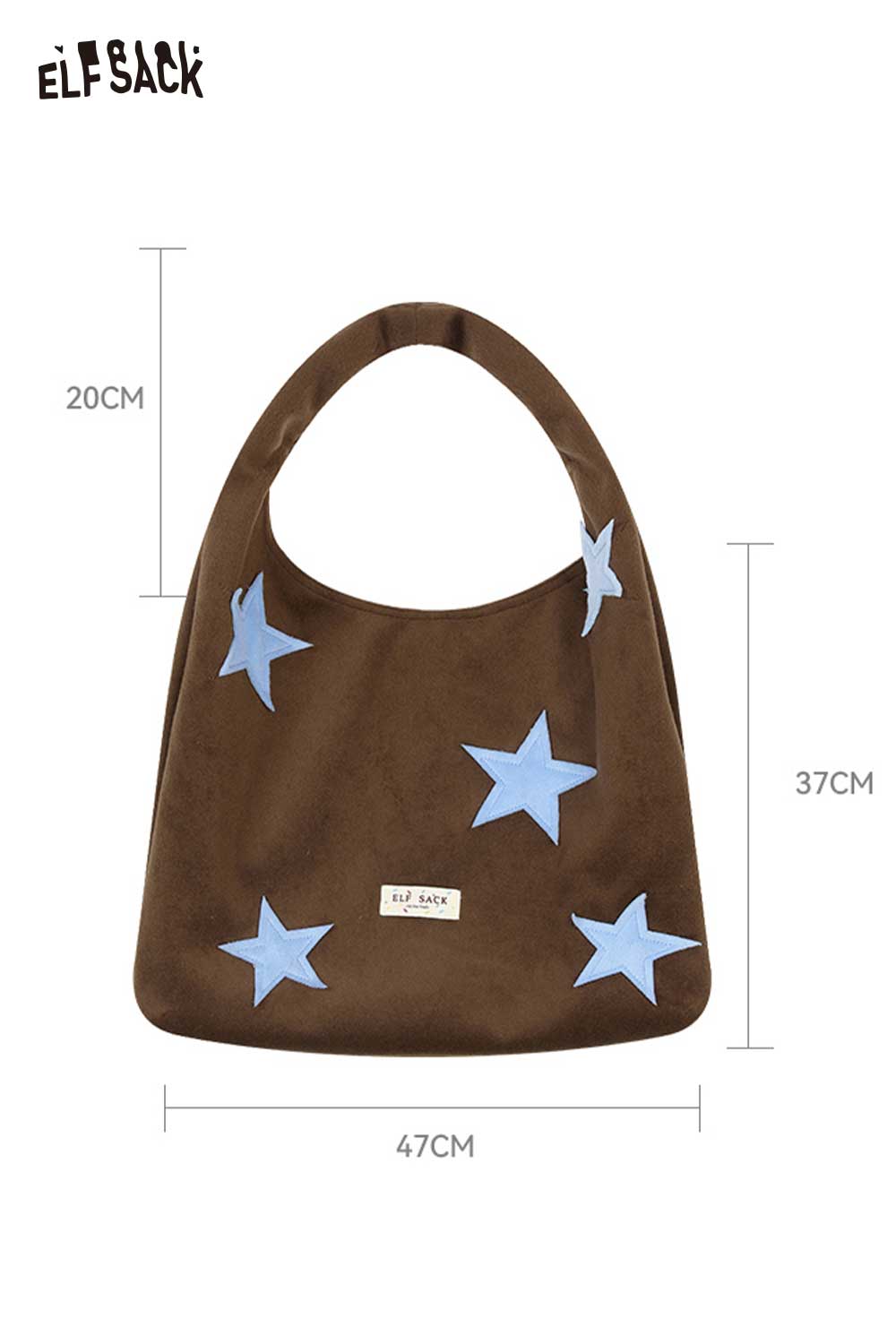 ELFSACK Casual Color Block Star Applique Large Capacity Tote Bag