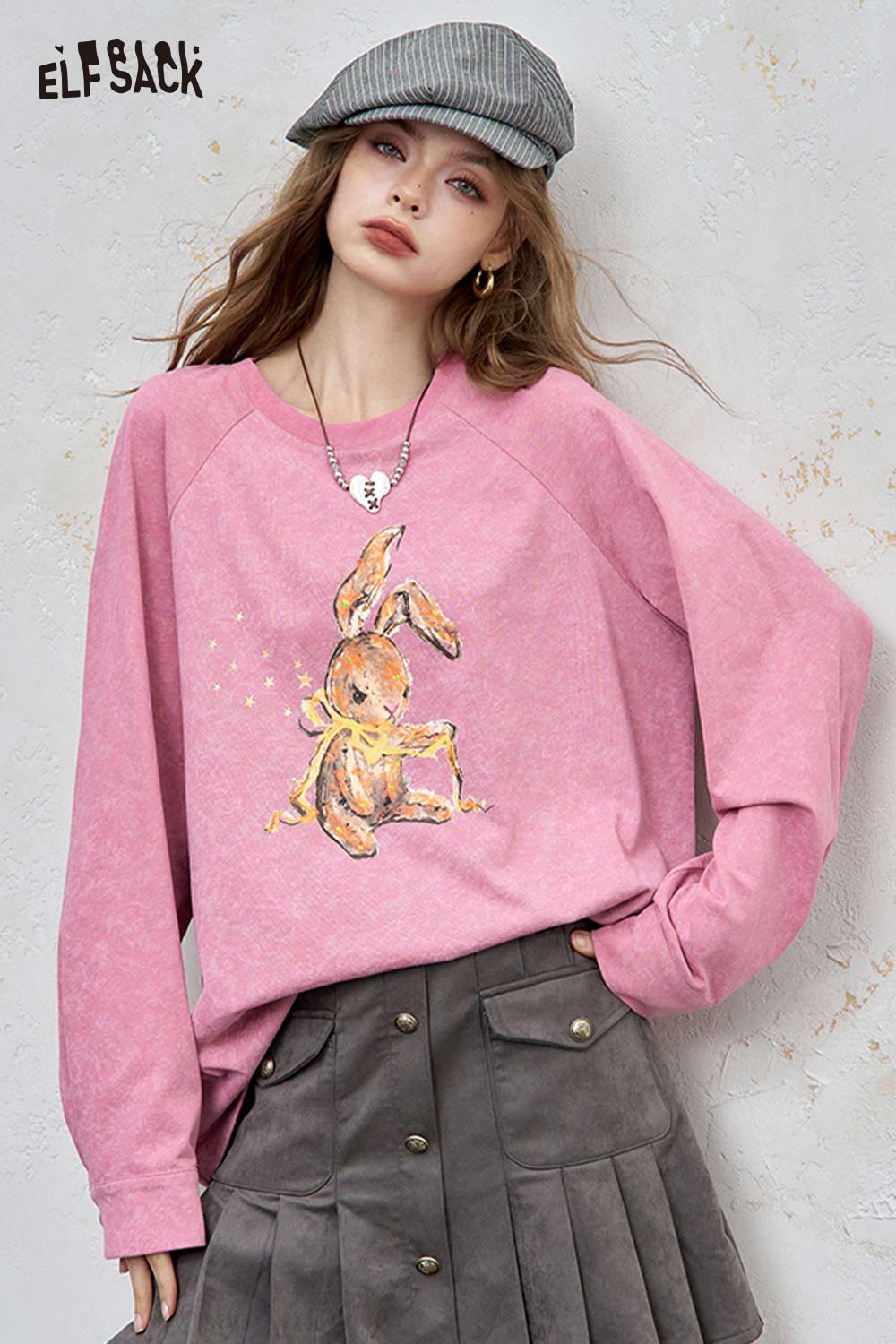 ELFSACK Organic Cotton Relaxed Fit Embroidered Logo Long Sleeve Tee