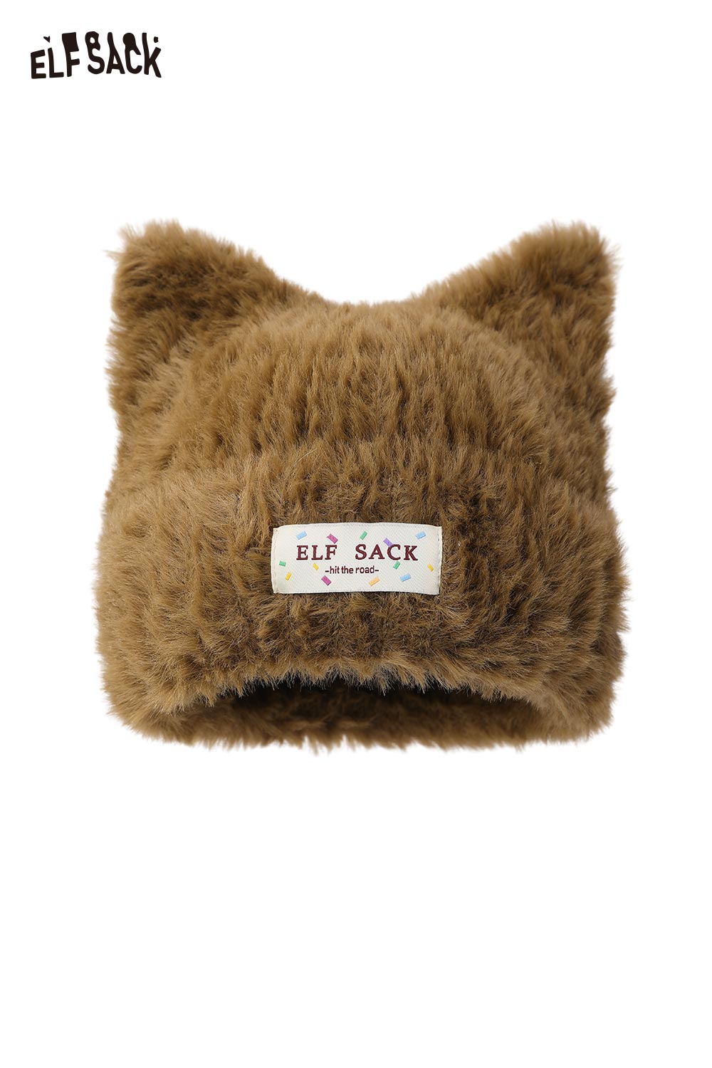 ELFSACK Casual Warm Plush Cat Ear Solid Hat