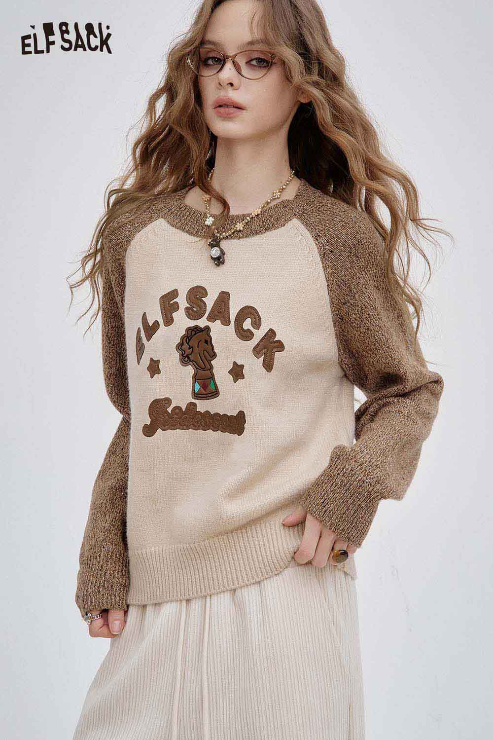 ELFSACK Soft Graphic Knit Sweater