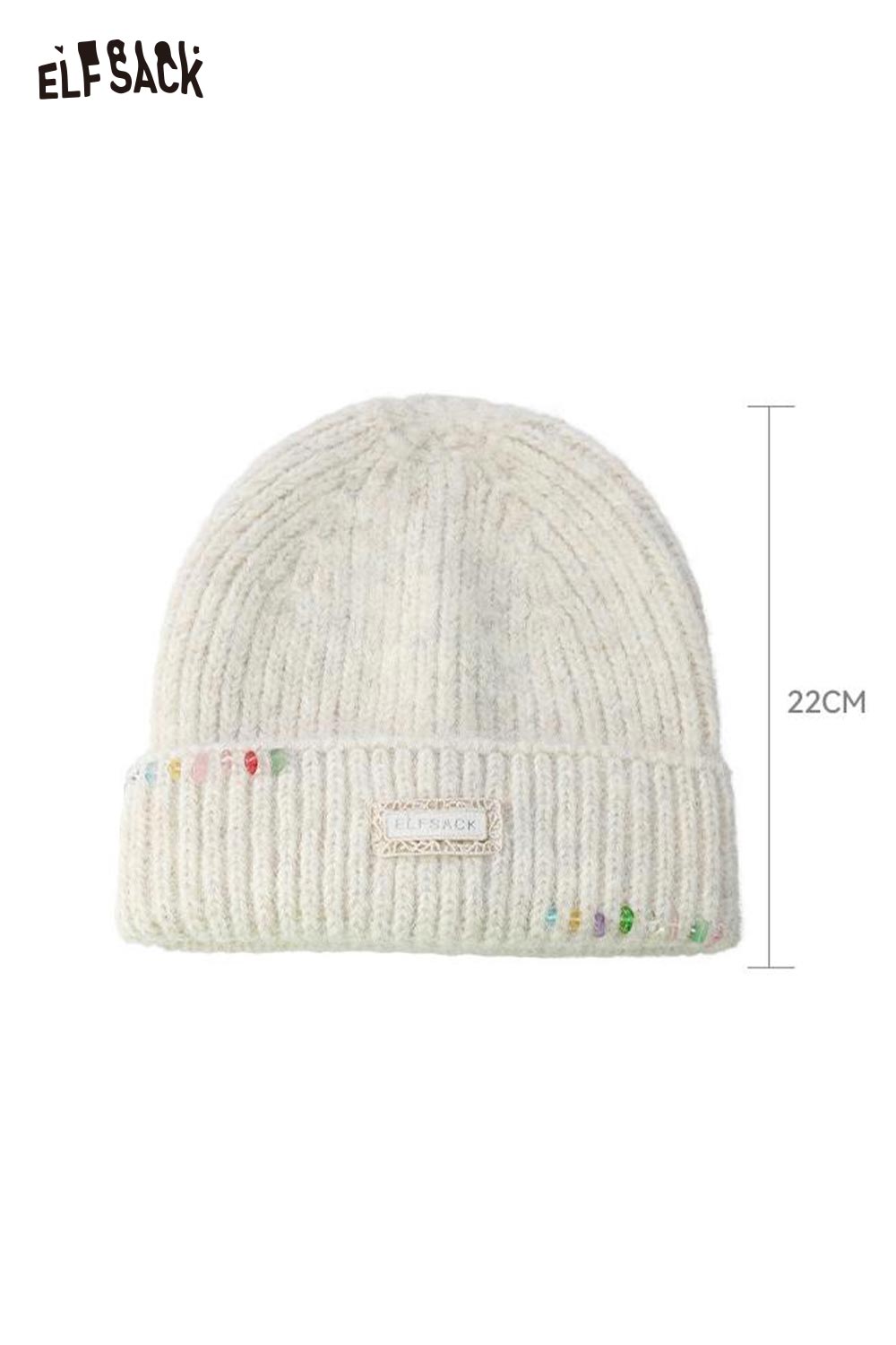 ELFSACK Casual Solid Color Stone Stacked Beanie