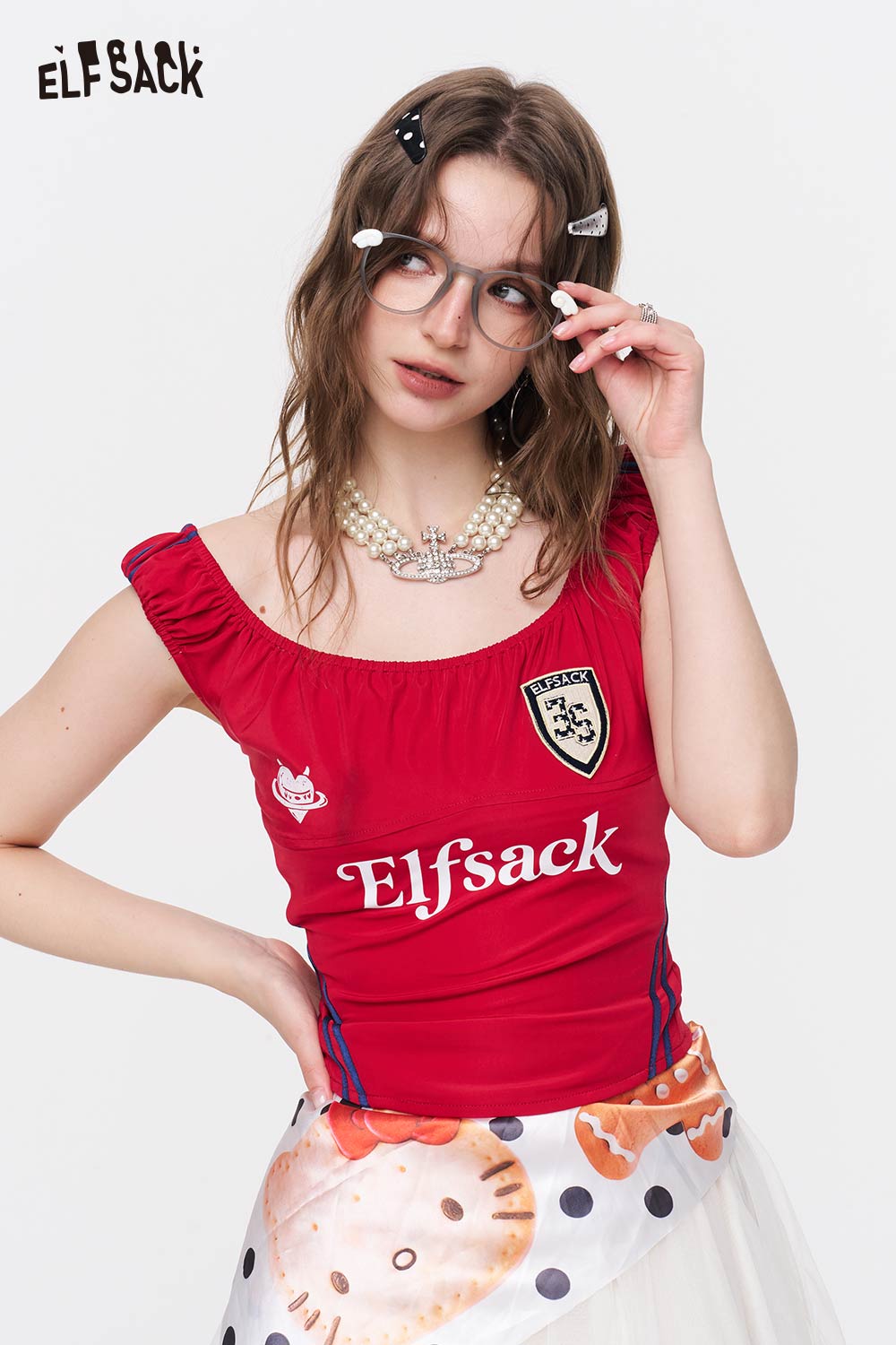 ELFSACK Fitted Football Style Sleeveless Top