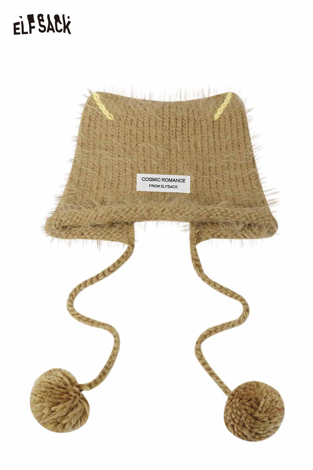 ELFSACK Fluffy Elf Ear Face Slimming Knit Beanie