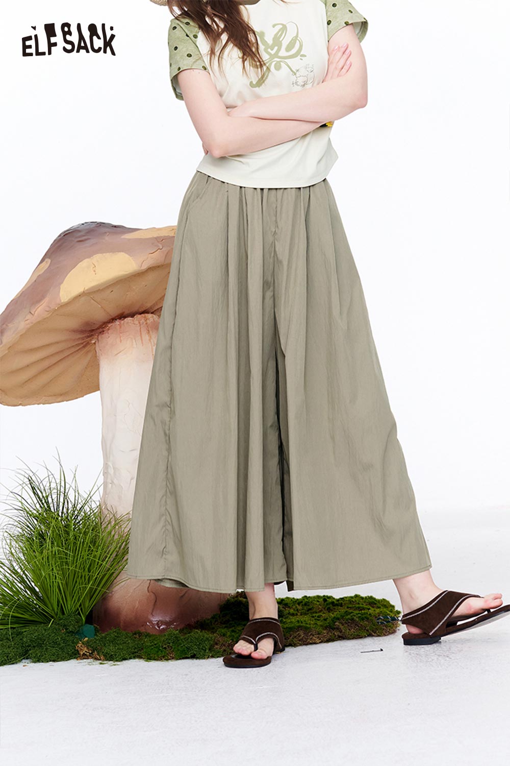 ELFSACK High Waist A-Line Flowy Wide Leg Pants