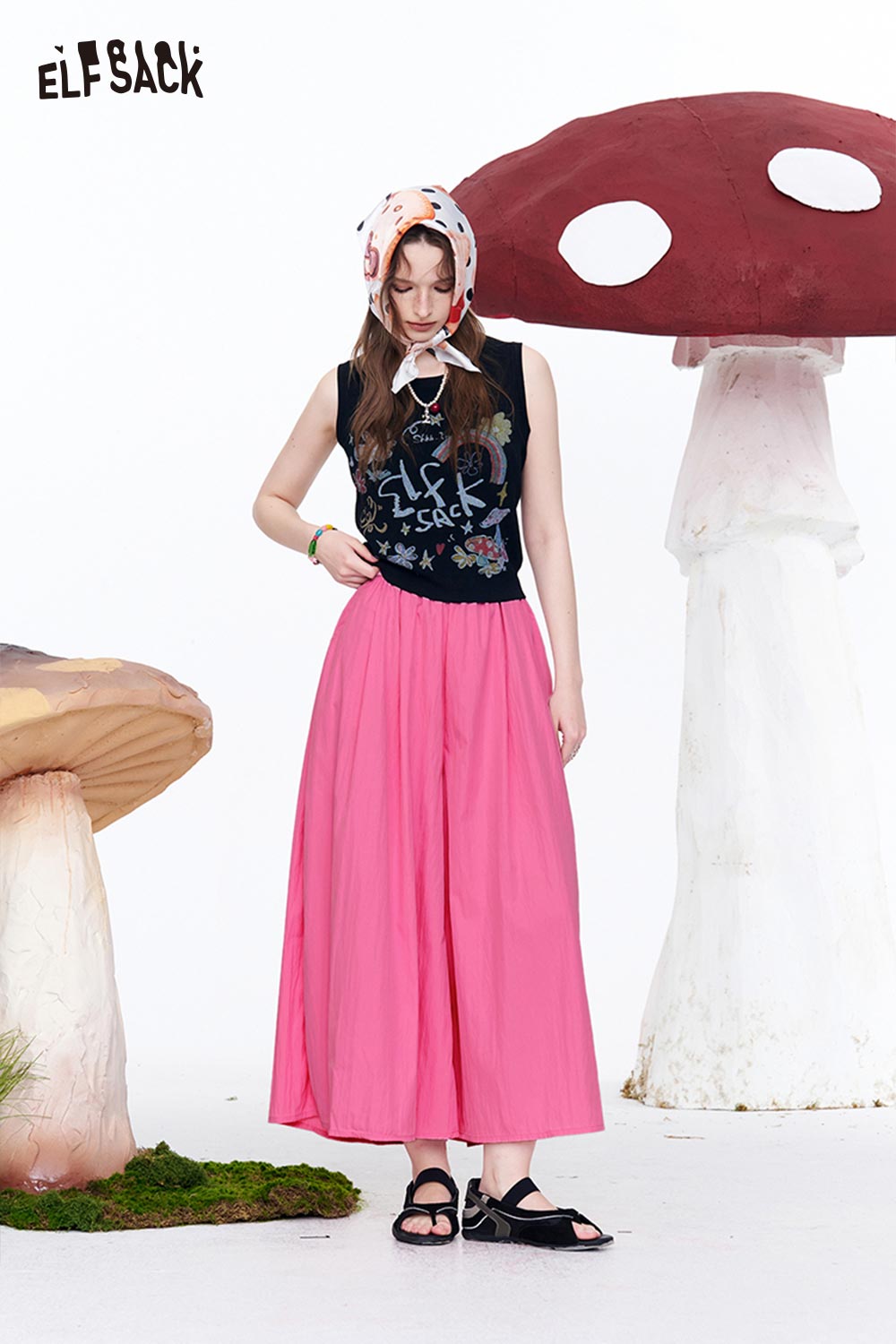 ELFSACK High Waist A-Line Flowy Wide Leg Pants