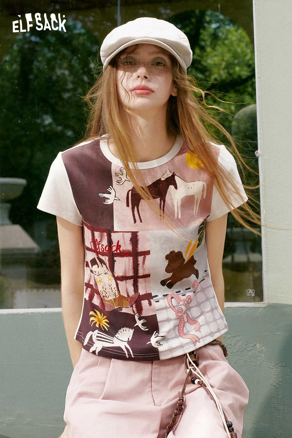 ELFSACK Horse Cowboy Boot Patchwork Tee