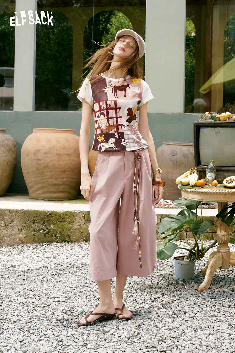 ELFSACK Horse Cowboy Boot Patchwork Tee